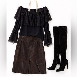 Banana Republic Black Leather Pencil Skirt